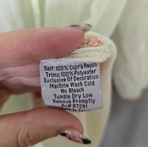 Johnny Was Sheer Floral Embroidered Tunic Dress Woman’s Small Light Lime Green - Picture 6 of 6